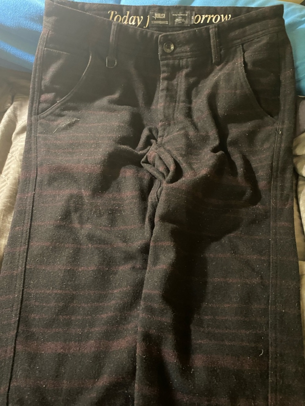 Publish Black and Burgundy Striped wool pants